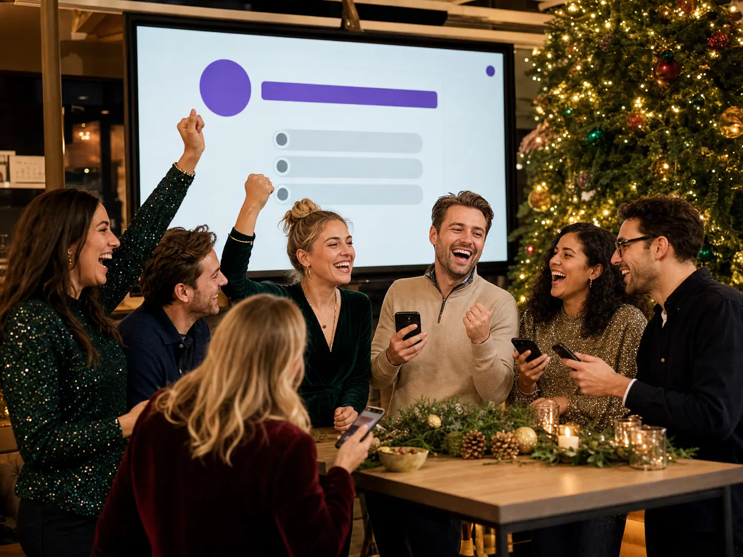 Kerstquiz op het presentatiescherm